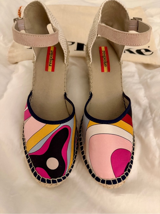 Respoke Shoes - Respoke Emilio Pucci Pink Multi Espadrille Ankle-Strap Flats Sz 10
